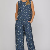 Dusty Blue Polka Dot Sleeveless Top
