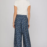 Dusty Blue Polka Dot Wide Leg Pants