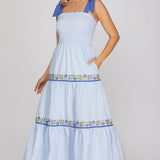 Bluebell Breeze Embroidered Tiered Maxi Dress
