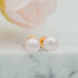 Pink Pearl Earrings with Screw Backs