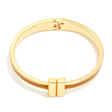 Metal Hinged Bangle Bracelet – Brown Enamel