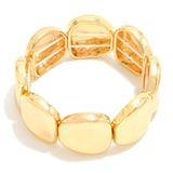 Chunky Geometric Stretch Bracelet – Metal Tone