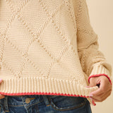 3339GK Diamond Knit Pullover Sweater: Light Heather Gray / Contemporary / S