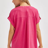 Magenta Solid Soft Dolman Sleeve Top