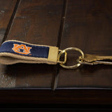 Auburn Tigers Collegiate Woven Ribbon Key Chain. Auburn Key Fob. Auburn Tigers Gift. War Eagle Key Ring. Brass Clasp and O-Ring.