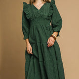 Smocked Ruffle Midi Dress – Palm Green