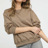 Cable Texture Knit Pullover Sweatshirt – Taupe