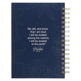 Journal Wirebound Blue LG Floral Be Still Ps. 46:10