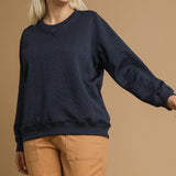 Cable Texture Knit Pullover Sweatshirt – Midnight