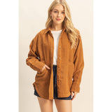 Corduroy Button-Up Jacket – Brown