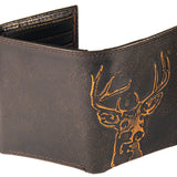 Buck Burnished Leather Trifold Wallet