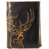 Buck Burnished Leather Trifold Wallet