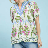 Cream Mix Printed Boho Top