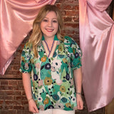 Jade Multi-Color Floral Print Top