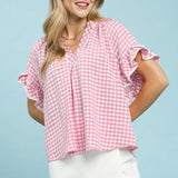 Peony Gingham Ruffle Top