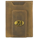 Alabama Crimson Tide Vintage Tan Leather Magnetic Front Pocket Wallet