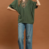 On the Wild Side Leopard Trim Blouse