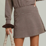 Brown Gingham Plaid Skort