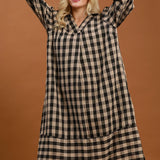 Checked to Perfection Cotton Midi Dress