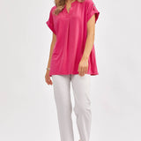 Magenta Solid Soft Dolman Sleeve Top