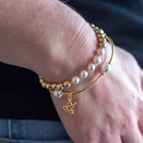 Charmed White Pearl & Dove 8mm Gold Blessing Bracelet : Small