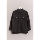 Wool-Like Brushed Shacket – Dark Grey