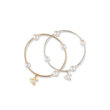 Charmed White Pearl & Dove 8mm Gold Blessing Bracelet : Small