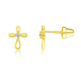 Cherished Moments Gold Infinity Cross Screw-Back Earrings