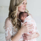 Pink Heavenly Floral Muslin Swaddle Blanket, Premium Cotton