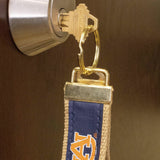 Auburn Tigers Collegiate Woven Ribbon Key Chain. Auburn Key Fob. Auburn Tigers Gift. War Eagle Key Ring. Brass Clasp and O-Ring.