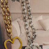 Large Open Heart Necklace – Silver