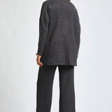 3 Piece Set Cowl Neck Tank Top + Cardigan + Pants: BLACK / L