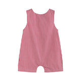 Red Gingham Baseball Smocked Shortalls: 6-12M
