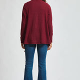 Wrap Top w/ Button- Wine