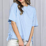 Blue Bow Cotton Top