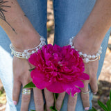 8mm Faceted White Stripe Agate Blessing Bracelet : L