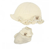 Cream Baby Knitted Bonnet & Booties Set (0–6 Months)