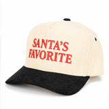 Two-Tone Corduroy “Santa’s Favorite” Embroidered Baseball Cap