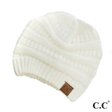Cream Solid Ribbed “The Original” Beanie