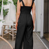 Black Bodice Smocked Jumpsuit