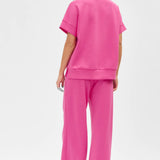 Hot Pink Short Sleeve Quarter Zip + Pants Modal Set