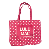 Lulu Mac Canvas Tote – White Dot on Hot Pink