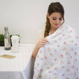 Peachy Pink Watercolor Floral Muslin Swaddle Blanket