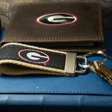Georgia Bulldogs Collegiate Woven Ribbon Key Chain. University of Gerogia Key Fob. UGA Dawgs Gift. Brass Clasp and O-Ring.: Red