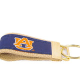 Auburn Tigers Collegiate Woven Ribbon Key Chain. Auburn Key Fob. Auburn Tigers Gift. War Eagle Key Ring. Brass Clasp and O-Ring.