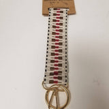 Wristband Keychain: Beige Burgundy