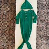 Newborn Gown Set - Christmas 2025 - Green - Baby Clothing: Hat and Headband