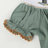 Sage Green Mallard Smocked Bishop Dress: 18-24M