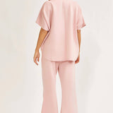 Curvy Blush Poncho Top + Bell Bottom Modal Set