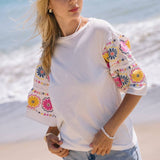Embroidered Tiered Ruffle Top